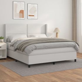 Box spring bed with white synthetic leather mattress 160x200 cm by , Beds and slatted bases - Ref: Foro24-3132448, Price: 593...