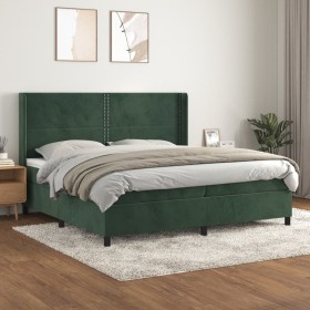 Box spring bed with dark green velvet mattress 200x200 cm by , Beds and slatted bases - Ref: Foro24-3132642, Price: 678,16 €,...