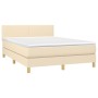 Boxspringbett-Matratze und LED-Leuchten, cremefarbener Stoff, 140 x 190 cm von , Betten und Lattenroste - Ref: Foro24-3133554...