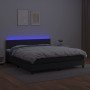 Cama box spring colchón y LED cuero sintético negro 160x200 cm de , Camas y somieres - Ref: Foro24-3134171, Precio: 466,13 €,...