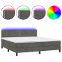 Cama box spring colchón y LED terciopelo gris oscuro 180x200 cm de , Camas y somieres - Ref: Foro24-3134358, Precio: 540,16 €...