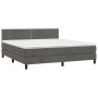 Box spring bed with mattress and LED dark gray velvet 180x200 cm by , Beds and slatted bases - Ref: Foro24-3134358, Price: 54...