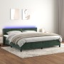 Cama box spring colchón y LED terciopelo verde oscuro 200x200cm de , Camas y somieres - Ref: Foro24-3134366, Precio: 593,47 €...