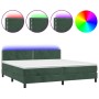 Cama box spring colchón y LED terciopelo verde oscuro 200x200cm de , Camas y somieres - Ref: Foro24-3134366, Precio: 575,99 €...