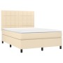 Cama box spring colchón y luces LED tela crema 140x190 cm de , Camas y somieres - Ref: Foro24-3134874, Precio: 508,99 €, Desc...