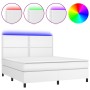 Cama box spring colchón y LED cuero sintético blanco 180x200 cm de , Camas y somieres - Ref: Foro24-3135898, Precio: 640,56 €...