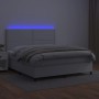 Cama box spring colchón y LED cuero sintético blanco 180x200 cm de , Camas y somieres - Ref: Foro24-3135898, Precio: 640,56 €...