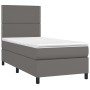 Cama box spring y colchón LED cuero sintético gris 80x200 cm de , Camas y somieres - Ref: Foro24-3135853, Precio: 339,44 €, D...