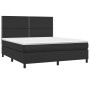 Box spring bed with mattress and LED black synthetic leather 160x200 cm by , Beds and slatted bases - Ref: Foro24-3135891, Pr...