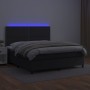 Box spring bed with mattress and LED black synthetic leather 160x200 cm by , Beds and slatted bases - Ref: Foro24-3135891, Pr...