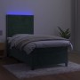 Cama box spring colchón y LED terciopelo verde oscuro 100x200cm de , Camas y somieres - Ref: Foro24-3136050, Precio: 381,88 €...