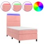 Box spring bed with mattress and LED pink velvet 90x200 cm by , Beds and slatted bases - Ref: Foro24-3136046, Price: 363,99 €...