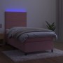 Box spring bed with mattress and LED pink velvet 90x200 cm by , Beds and slatted bases - Ref: Foro24-3136046, Price: 363,99 €...