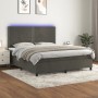 Box spring bed with mattress and LED dark gray velvet 180x200 cm by , Beds and slatted bases - Ref: Foro24-3136078, Price: 59...