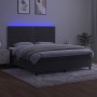 Box spring bed with mattress and LED dark gray velvet 180x200 cm by , Beds and slatted bases - Ref: Foro24-3136078, Price: 62...