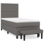 Cama box spring con colchón cuero sintético gris 90x190 cm de , Camas y somieres - Ref: Foro24-3137579, Precio: 409,56 €, Des...