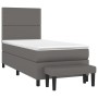 Cama box spring con colchón cuero sintético gris 90x190 cm de , Camas y somieres - Ref: Foro24-3137579, Precio: 409,56 €, Des...