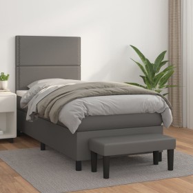 Cama box spring con colchón cuero sintético gris 90x200 cm de , Camas y somieres - Ref: Foro24-3137585, Precio: 410,99 €, Des...