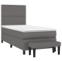 Cama box spring con colchón cuero sintético gris 90x200 cm de , Camas y somieres - Ref: Foro24-3137585, Precio: 415,79 €, Des...