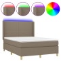 Boxspringbett mit Matratze und LED-Leuchten taupegrauer Stoff 140x190 cm von , Betten und Lattenroste - Ref: Foro24-3138713, ...