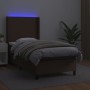 Boxspringbett mit Matratze und LED-braunem Kunstleder 100x200 cm von , Betten und Lattenroste - Ref: Foro24-3139250, Preis: 4...