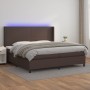 Cama box spring colchón y LED cuero sintético marrón 200x200 cm de , Camas y somieres - Ref: Foro24-3139286, Precio: 728,94 €...