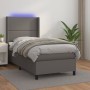 Box spring bed and LED mattress gray synthetic leather 90x190 cm by , Beds and slatted bases - Ref: Foro24-3139299, Price: 39...