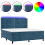 Box spring bed with mattress and LED velvet dark blue 180x200 cm by , Beds and slatted bases - Ref: Foro24-3139521, Price: 64...