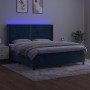 Box spring bed with mattress and LED velvet dark blue 180x200 cm by , Beds and slatted bases - Ref: Foro24-3139521, Price: 64...