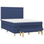 Box spring bed with blue fabric mattress 140x190 cm by , Beds and slatted bases - Ref: Foro24-3136995, Price: 580,27 €, Disco...