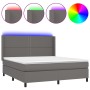 Cama box spring colchón y LED cuero sintético gris 180x200 cm de , Camas y somieres - Ref: Foro24-3139341, Precio: 683,42 €, ...