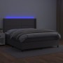 Box spring bed with mattress and LED gray synthetic leather 180x200 cm by , Beds and slatted bases - Ref: Foro24-3139341, Pri...