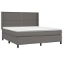 Box spring bed with mattress and LED gray synthetic leather 180x200 cm by , Beds and slatted bases - Ref: Foro24-3139341, Pri...