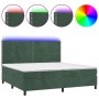 Cama box spring colchón y LED terciopelo verde oscuro 200x200cm de , Camas y somieres - Ref: Foro24-3136086, Precio: 705,07 €...