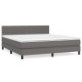 Cama box spring con colchón cuero sintético gris 160x200 cm de , Camas y somieres - Ref: Foro24-3141075, Precio: 464,00 €, De...