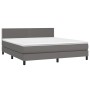 Box spring bed with gray synthetic leather mattress 160x200 cm by , Beds and slatted bases - Ref: Foro24-3141075, Price: 480,...