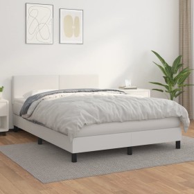 Cama box spring con colchón cuero sintético blanco 140x190 cm de , Camas y somieres - Ref: Foro24-3141000, Precio: 458,44 €, ...