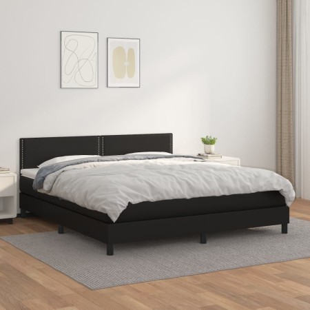 Box spring bed with black synthetic leather mattress 180x200 cm by , Beds and slatted bases - Ref: Foro24-3141077, Price: 539...