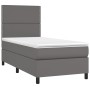 Cama box spring con colchón cuero sintético gris 80x200 cm de , Camas y somieres - Ref: Foro24-3142753, Precio: 329,83 €, Des...