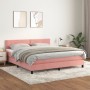 Box spring bed with pink velvet mattress 180x200 cm by , Beds and slatted bases - Ref: Foro24-3141262, Price: 499,35 €, Disco...