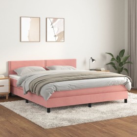 Box spring bed with pink velvet mattress 180x200 cm by , Beds and slatted bases - Ref: Foro24-3141262, Price: 506,66 €, Disco...