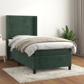 Cama box spring con colchón terciopelo verde oscuro 90x200 cm de , Camas y somieres - Ref: Foro24-3132600, Precio: 365,14 €, ...