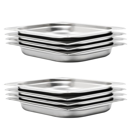 Gastronorm trays 8 units GN 1/2 40 mm stainless steel by , Buckets for steam tables - Ref: Foro24-50886, Price: 37,64 €, Disc...