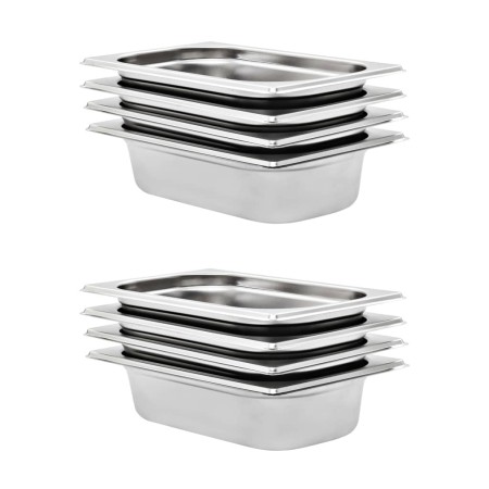 Gastronorm trays 8 units GN 1/4 65 mm stainless steel by , Buckets for steam tables - Ref: Foro24-50901, Price: 48,47 €, Disc...