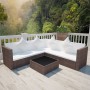 Set muebles de jardín y cojines 4 piezas ratán sintético marrón de vidaXL, Conjuntos de jardín - Ref: Foro24-42894, Precio: 4...