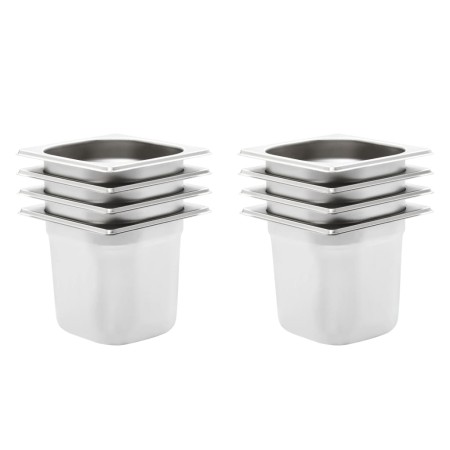 Gastronorm trays 8 units GN 1/6 150 mm stainless steel by , Buckets for steam tables - Ref: Foro24-50908, Price: 76,64 €, Dis...