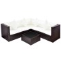 Set muebles de jardín y cojines 4 piezas ratán sintético marrón de vidaXL, Conjuntos de jardín - Ref: Foro24-42894, Precio: 4...