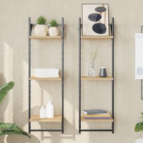 Wall shelves 3 levels bars 2 units Sonoma oak 30x25x100 cm by , Shelves and shelves - Ref: Foro24-836259, Price: 31,44 €, Dis...