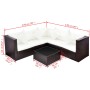 Set muebles de jardín y cojines 4 piezas ratán sintético marrón de vidaXL, Conjuntos de jardín - Ref: Foro24-42894, Precio: 4...