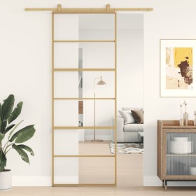 Golden sliding door made of transparent ESG glass and aluminum by , Doors for the home - Ref: Foro24-155160, Price: 142,99 €,...